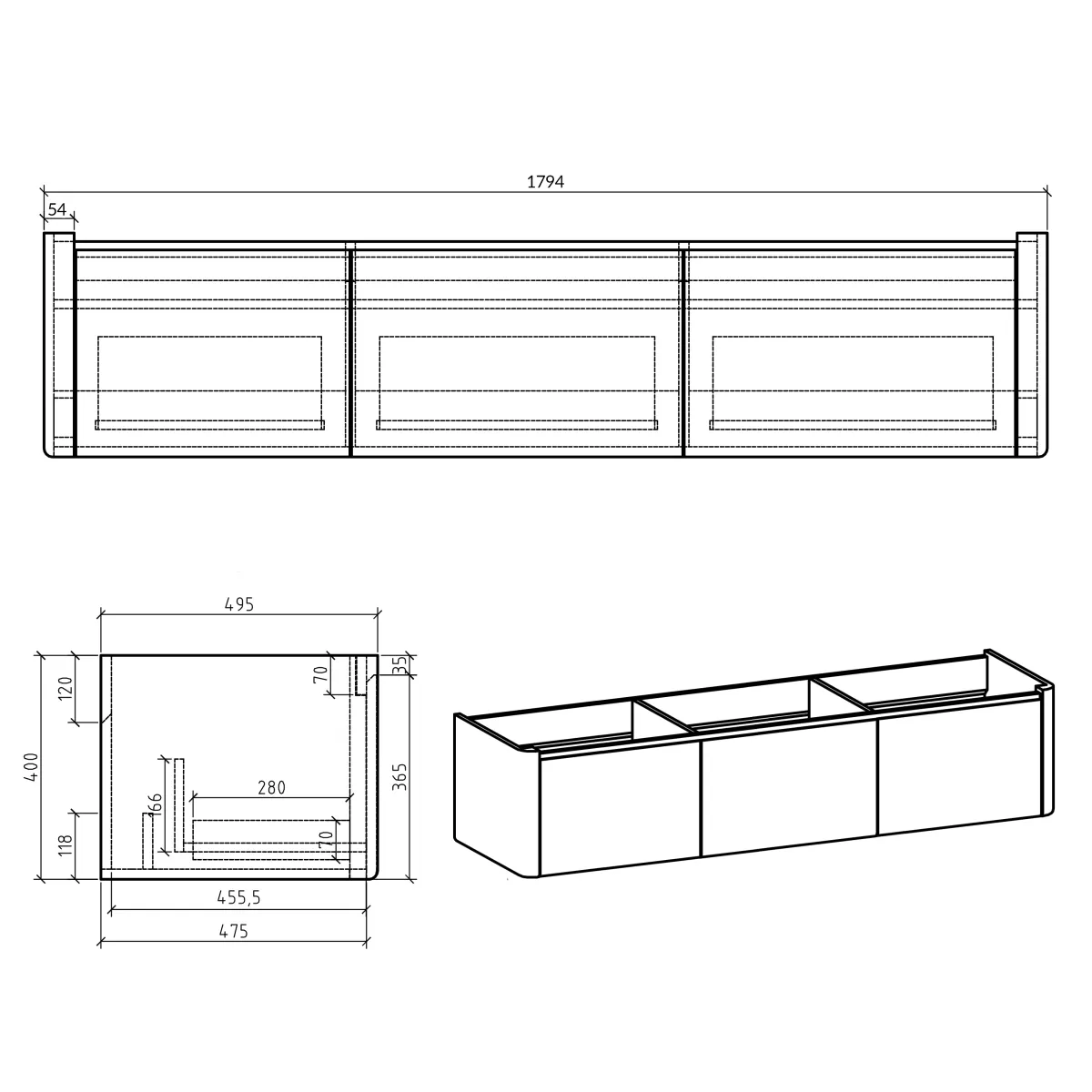 Badnor Mathilde 180cm servantskap HØYRE