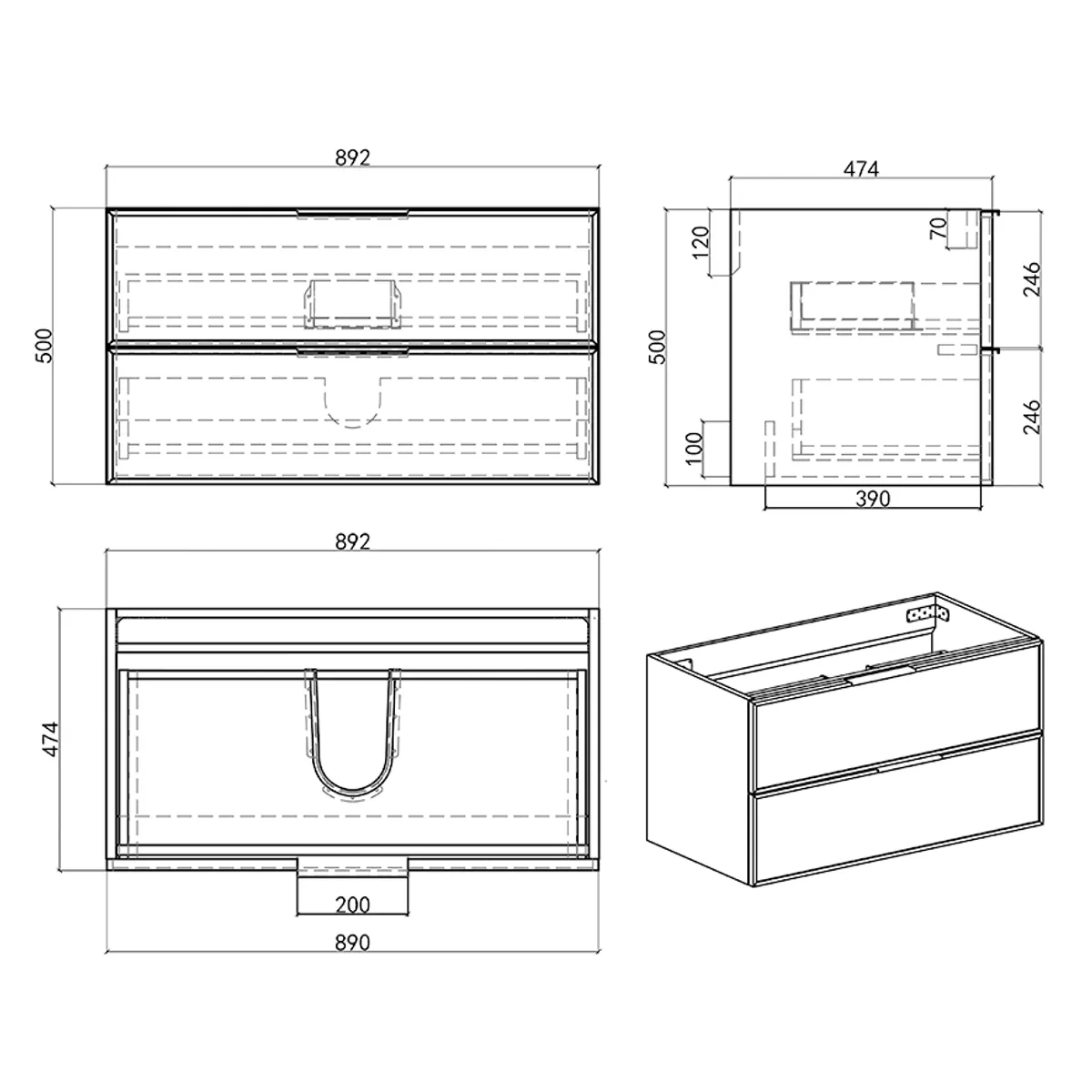 Badnor Melissa 90+40cm mbl.pk (97341) Leon speilskap m/lys