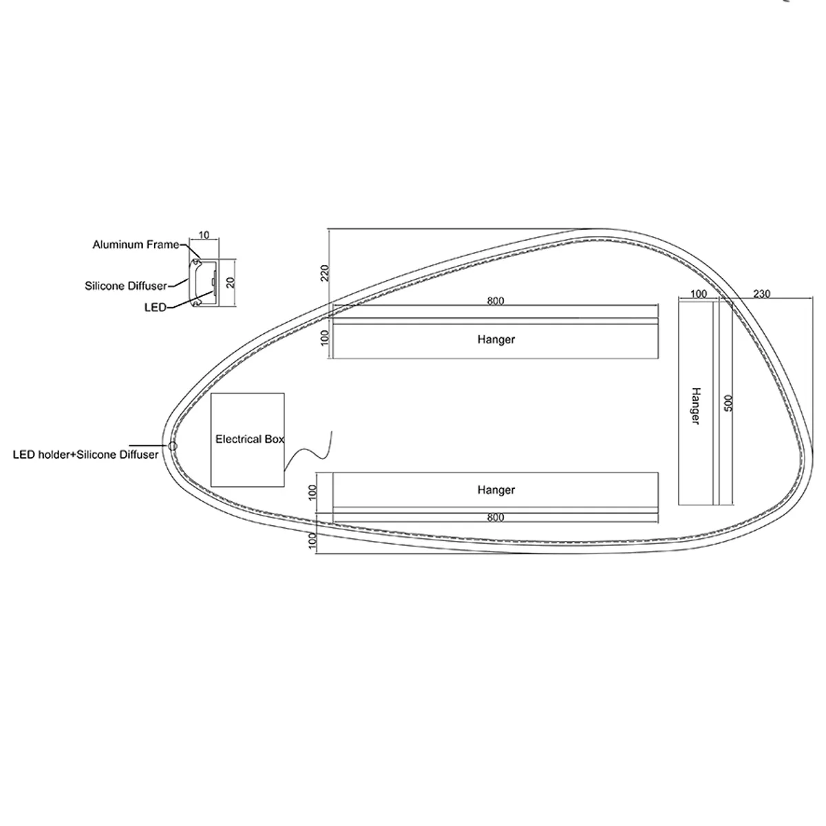 Badnor Marikken 150+35cm mbl.pk. (2422) Sandy speil
