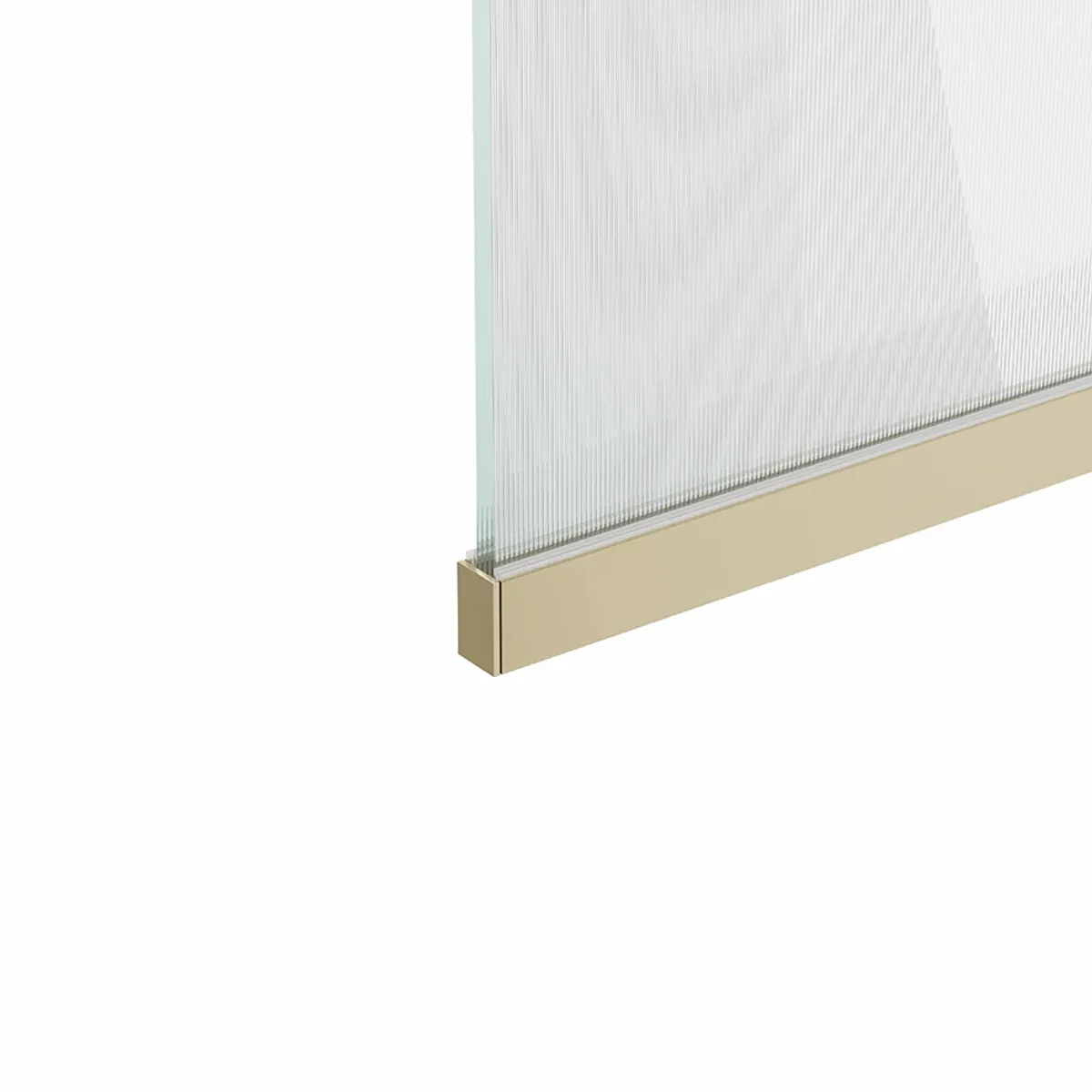 Badnor Shildon dusjvegg/walk-in hjørne - BØRSTET GULL - FLUTED glassfelt - 110cm