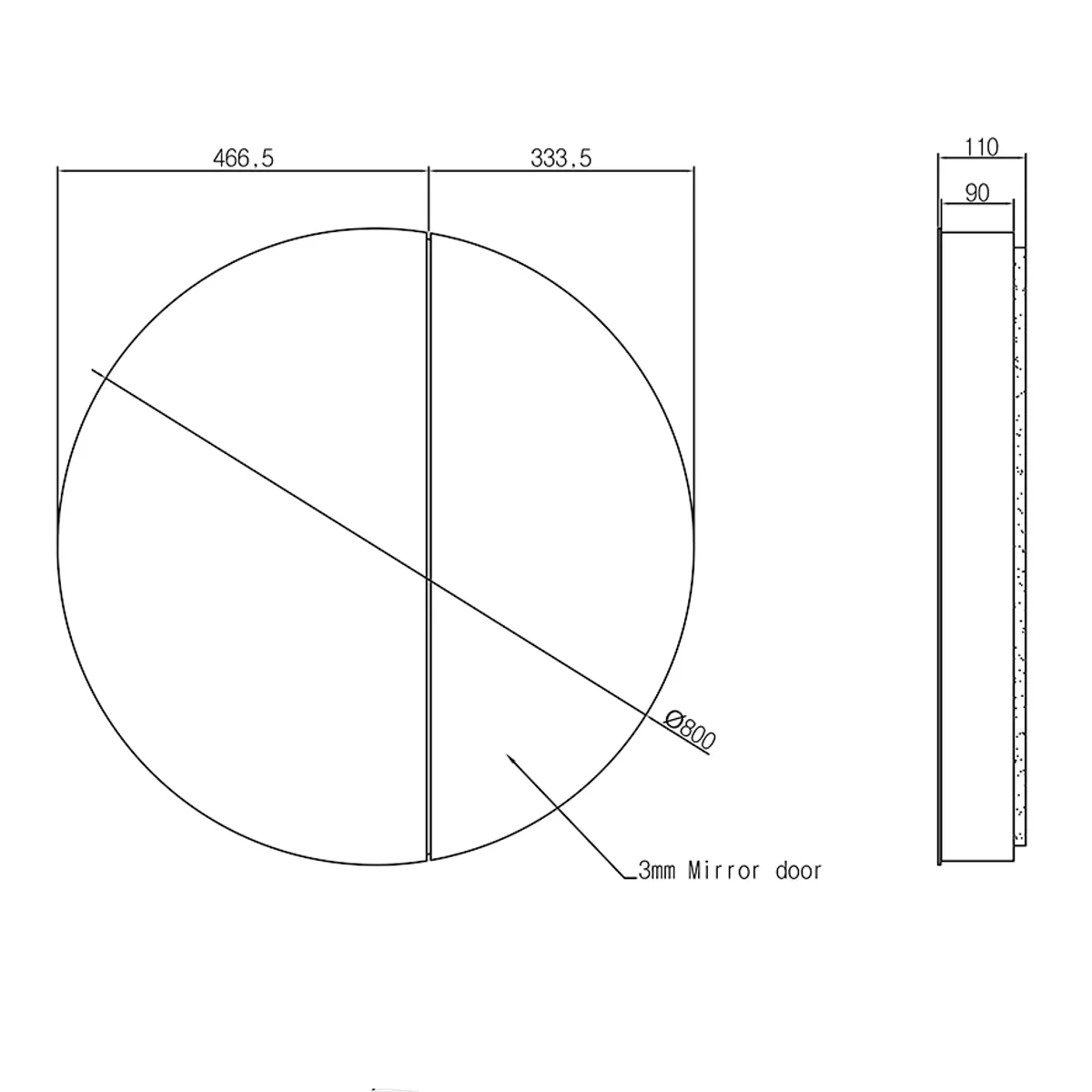 Badnor Melissa 75cm mbl.pk (97210) Leon speilskap m/lys