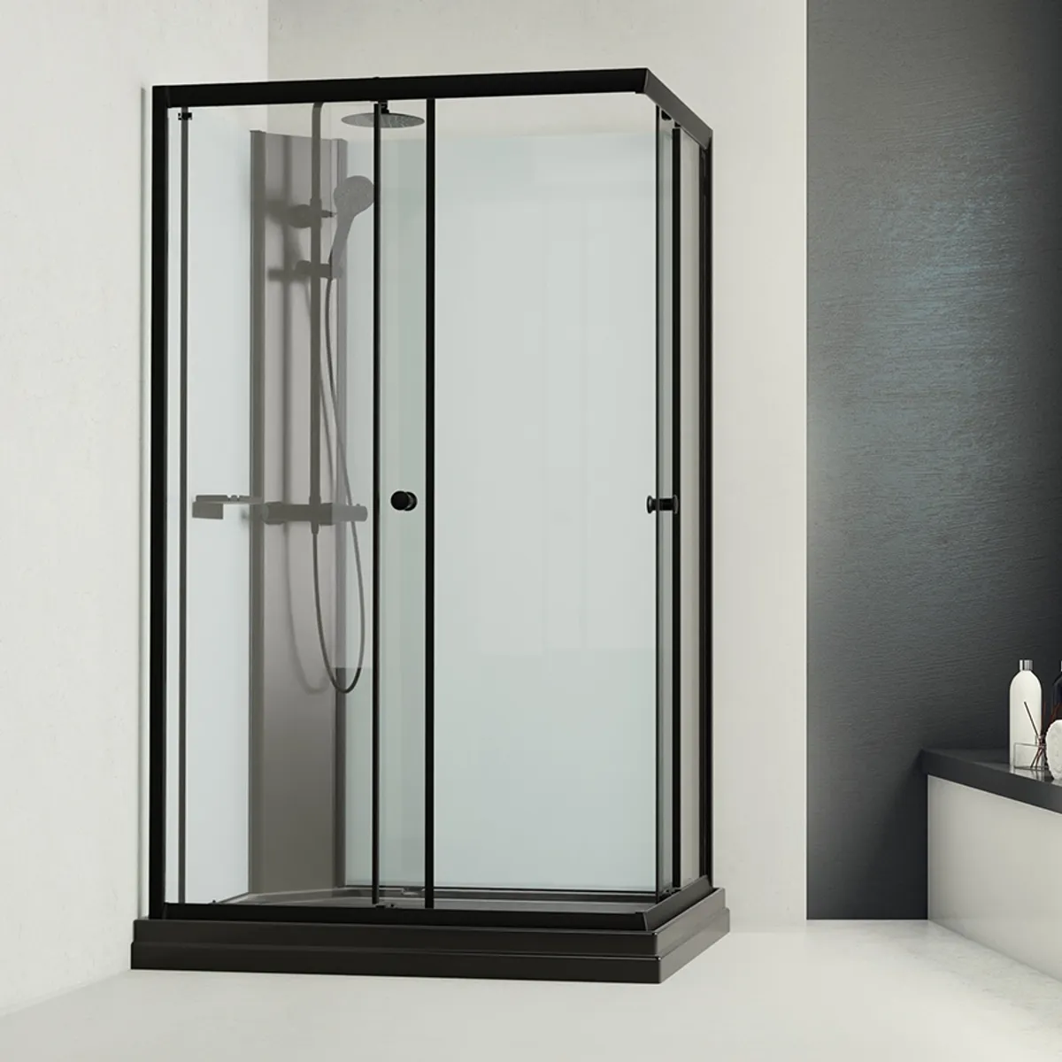 Badnor Scandia Black lux 8-3 dusjkabinett 120x90cm m/takdusjsett