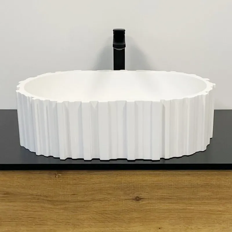 Badnor KStone Locarno Top Solid designservant HVIT MATT, 56x36cm
