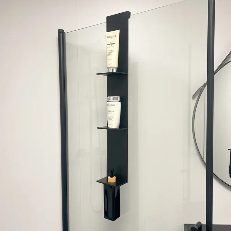 Badnor Shape dusjhylle, 755x120x100mm - MATT SORT aluminium