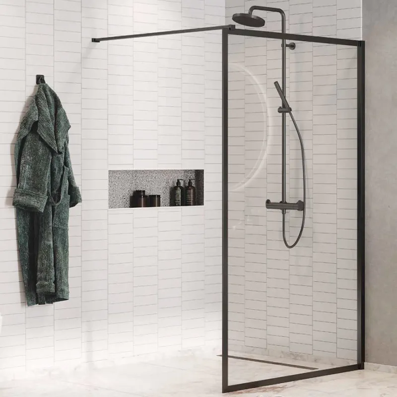 Matrix Walk-in fastfelt med sort ramme 100cm