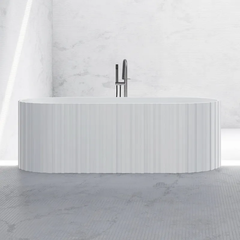 Badnor KStone Locarno Top Solid designbadekar, HVIT MATT, 170cm