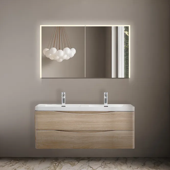 Hovedbilde Badnor Mette 120cm dobbel mbl.lpk (50002) Linnie speilskap