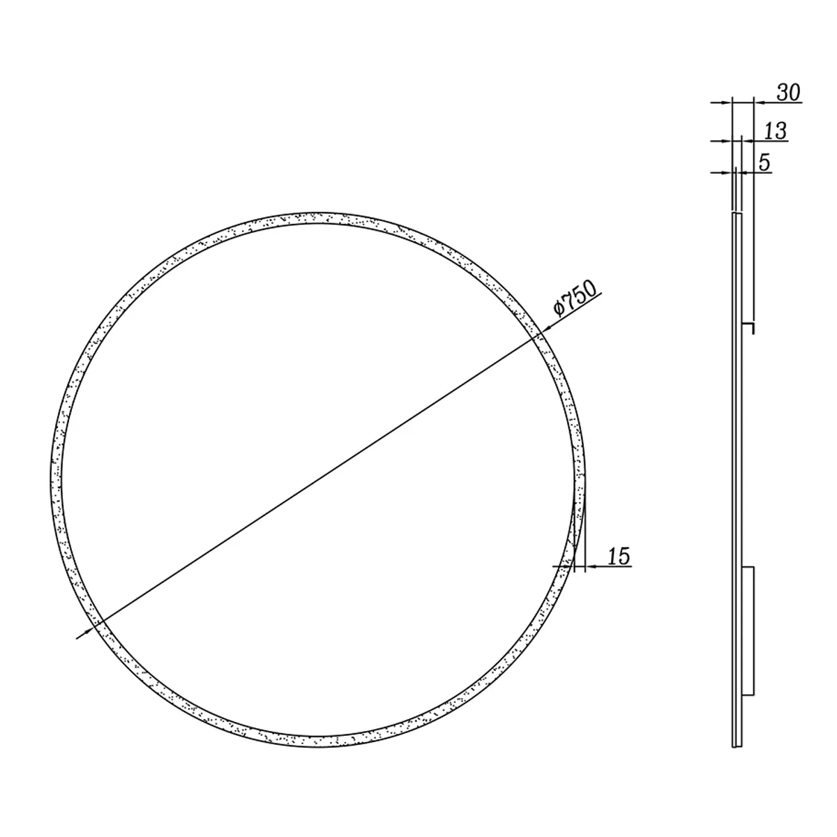 Badnor Marikken 75cm mbl.pk. (2111) Lissie rundt speil