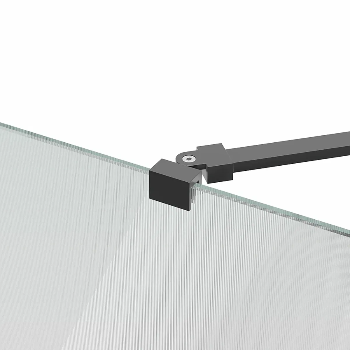 Badnor Shildon dusjvegg/walk-in hjørne - MATT SORT - FLUTED glassfelt - 110cm