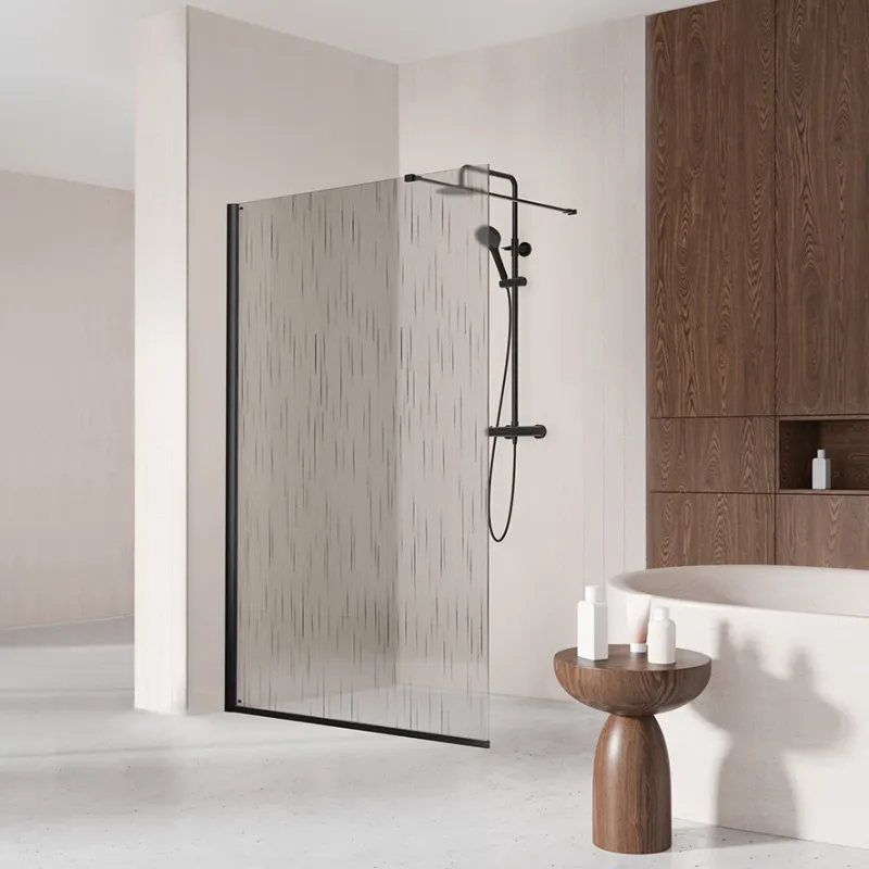 Badnor Shildon dusjvegg/walk-in hjørne - MATT SORT - TINTED HARMONY glassfelt - 125cm