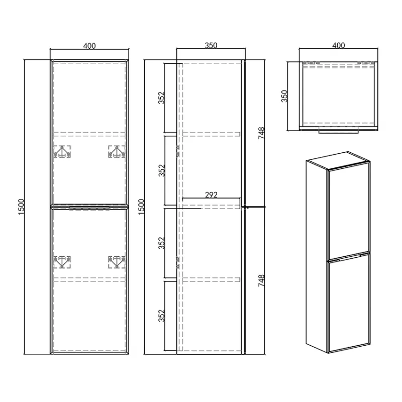 Badnor Melissa 120+40cm mbl.pk m/dobbel servant (97531) Lucy speil m/lys