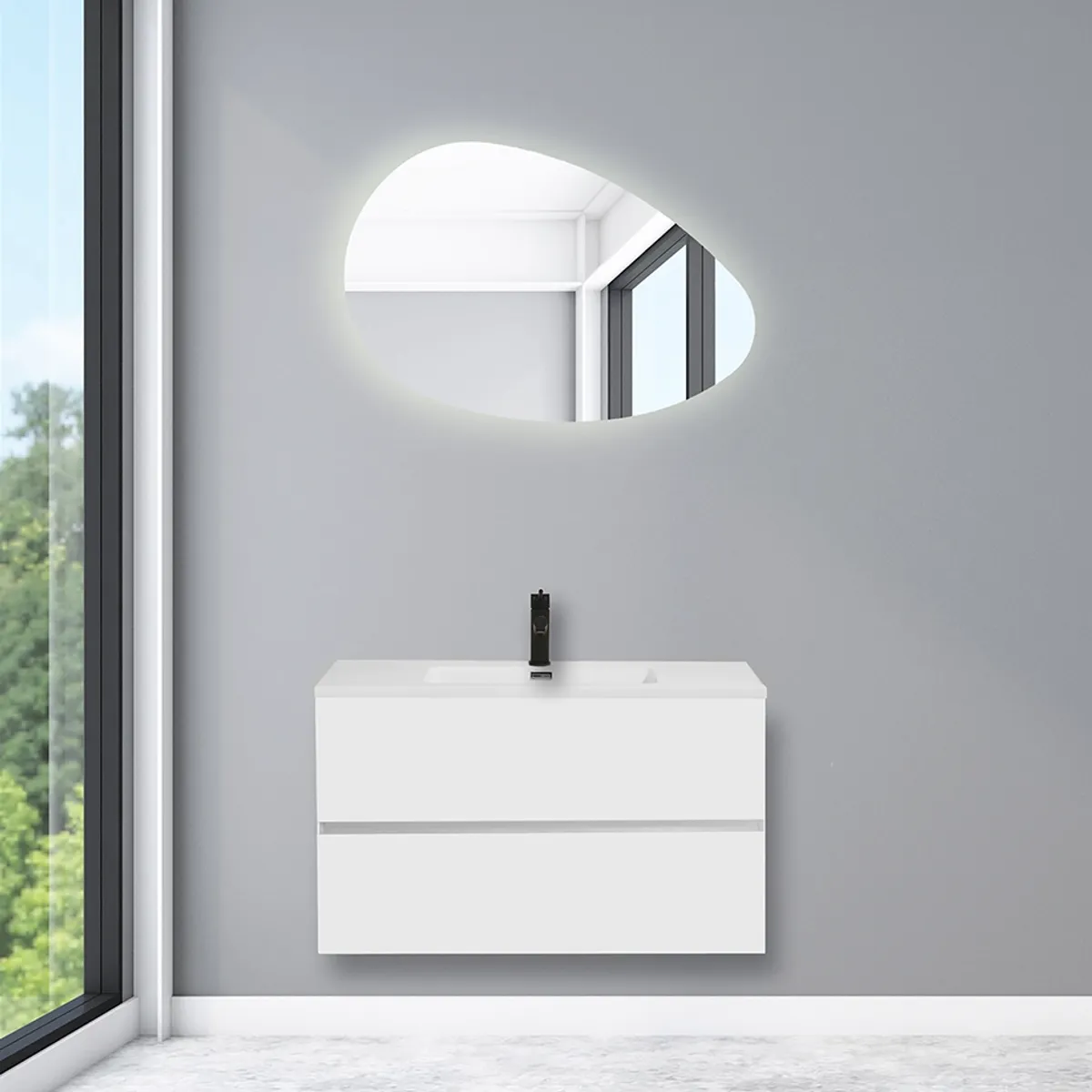 Badnor Melanie HVIT 90cm mbl.pk (1304) Lucy speil