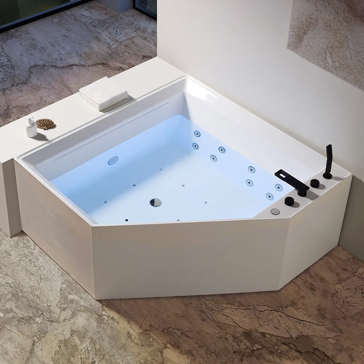 Badnor Fiorella designbadekar m/luft-vann-massasje 150x150cm