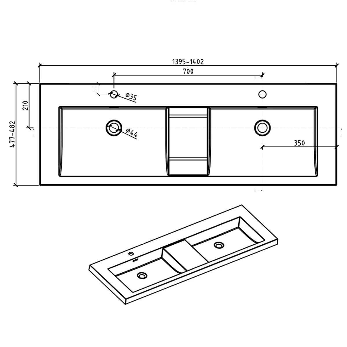 Badnor Melin 140cm+40cm møbelpakke (5441) Leon speilskap