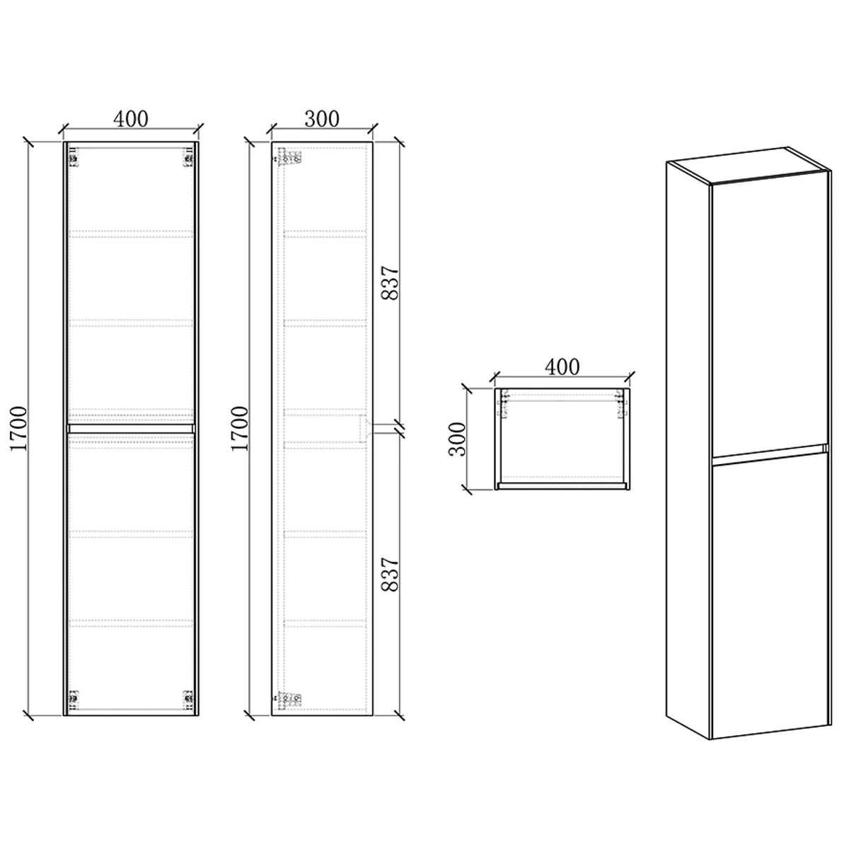 Badnor Melanie SORT 180+40cm - sort servant (0616) Saga speil