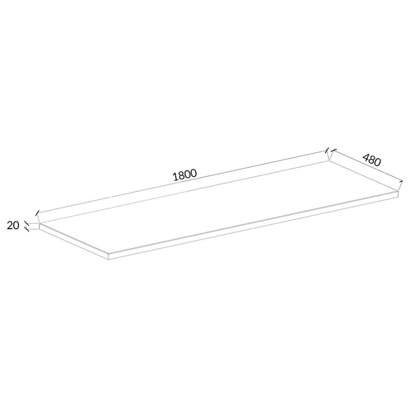 Badnor Benkeplate 180cm, MATT HVIT