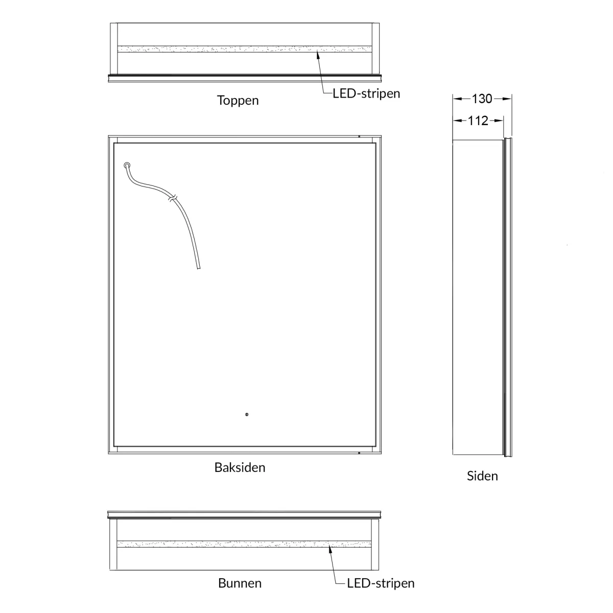 Badnor Melissa 60cm mbl.pk (98140) Leah speilskap m/lys