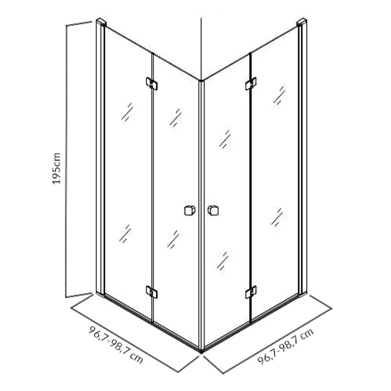Pyxis dusjhjørne foldedører 100x100cm, krom