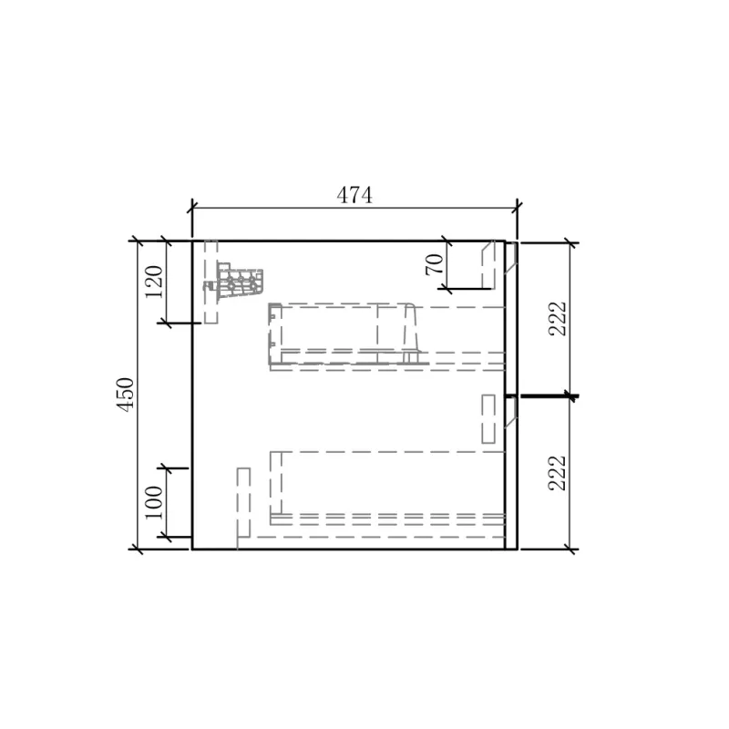 Badnor Mette 120cm servantskap (enkel) i lys eik - UTEN servant