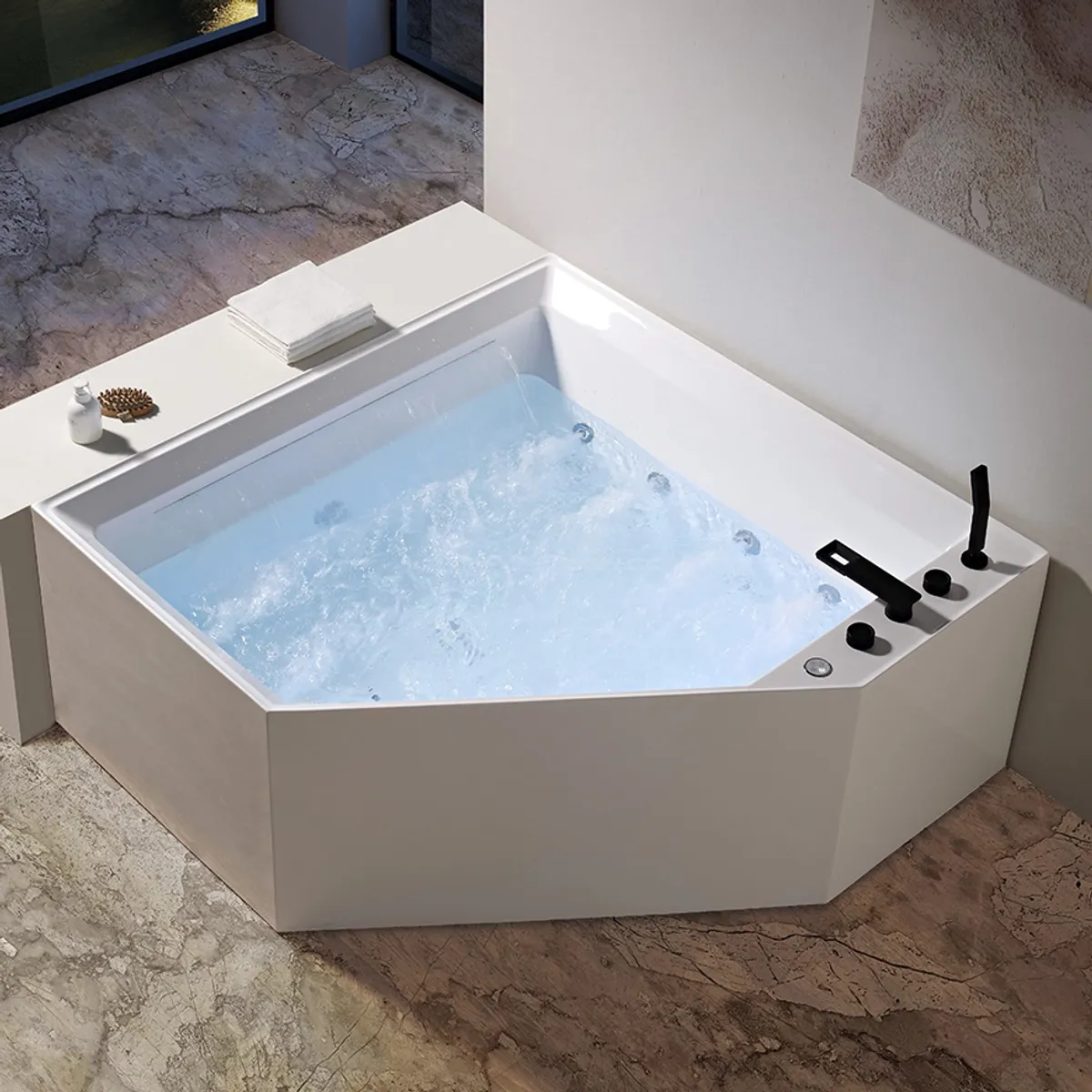 Badnor Fiorella designbadekar m/luft-vann-massasje 150x150cm