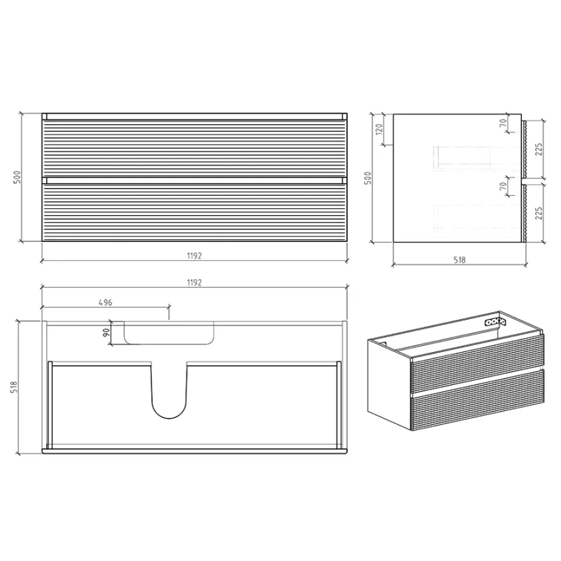 Badnor Maiken 120cm servantskap m/SORT servant