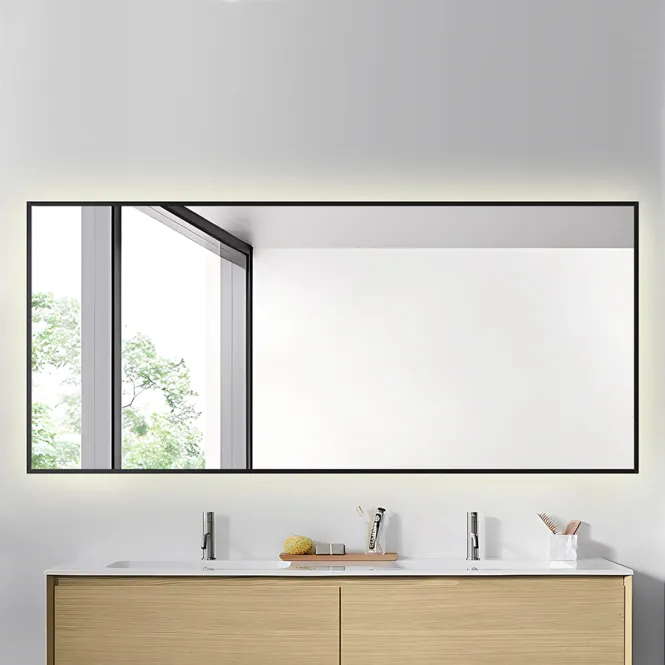 Hovedbilde Badnor Saga baderomsspeil (80x180cm) m/lys og sort ramme