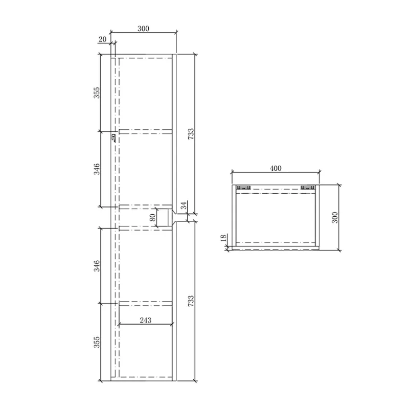 Badnor Melin 100cm+40cm møbelpakke (5341) Linnie speilskap