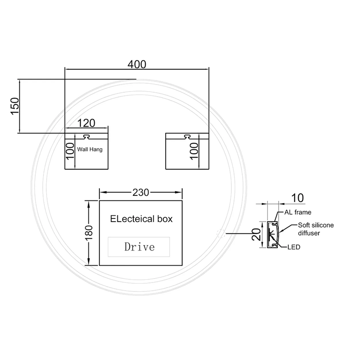 Badnor Melissa 60cm mbl.pk (98130) Live speilskap m/lys