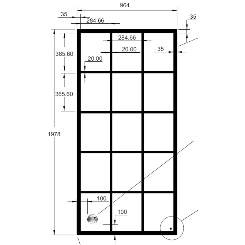 Matrix Walk-in fastfelt med ruter 100cm - sort