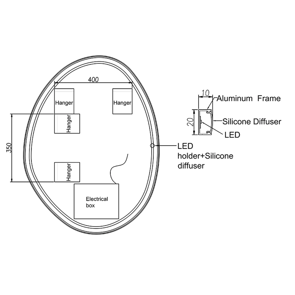 Badnor Melissa 180cm mbl.pk (97720) 2 stk Liliana speil m/lys