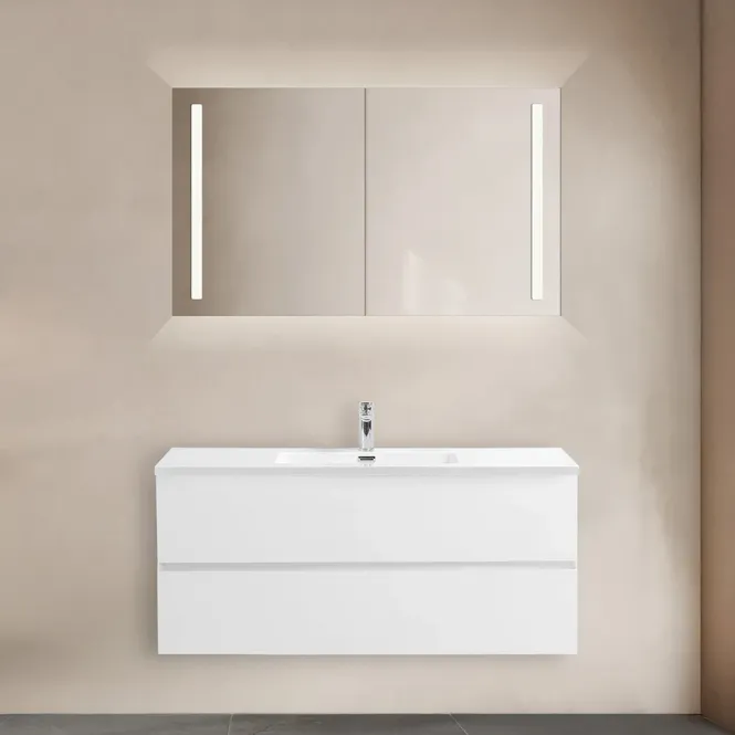 Hovedbilde Badnor Melanie HVIT 120cm enkel servant (1401) speilskap