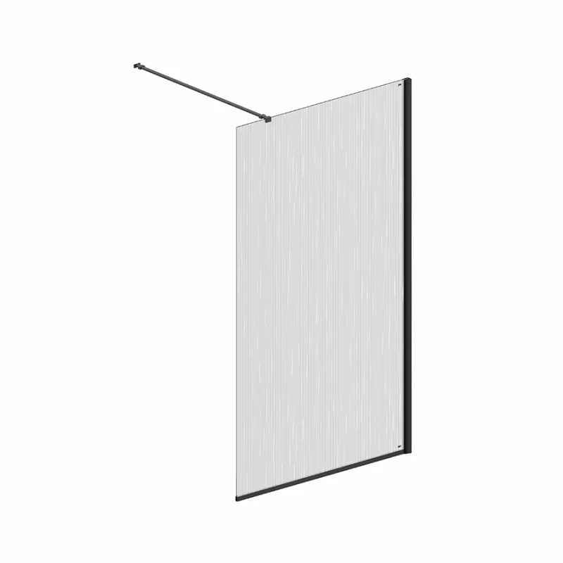 Badnor Shildon dusjvegg/walk-in hjørne - MATT SORT - WHITE STRING glassfelt - 110cm