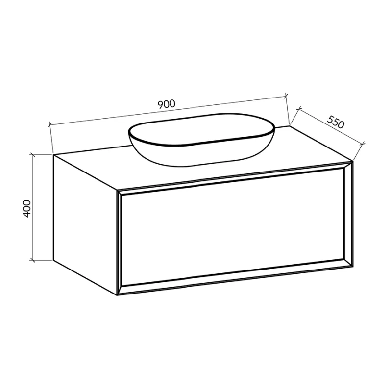 Badnor Melodina SORT/ GRÅ 90cm servantskap m/ bolleservant