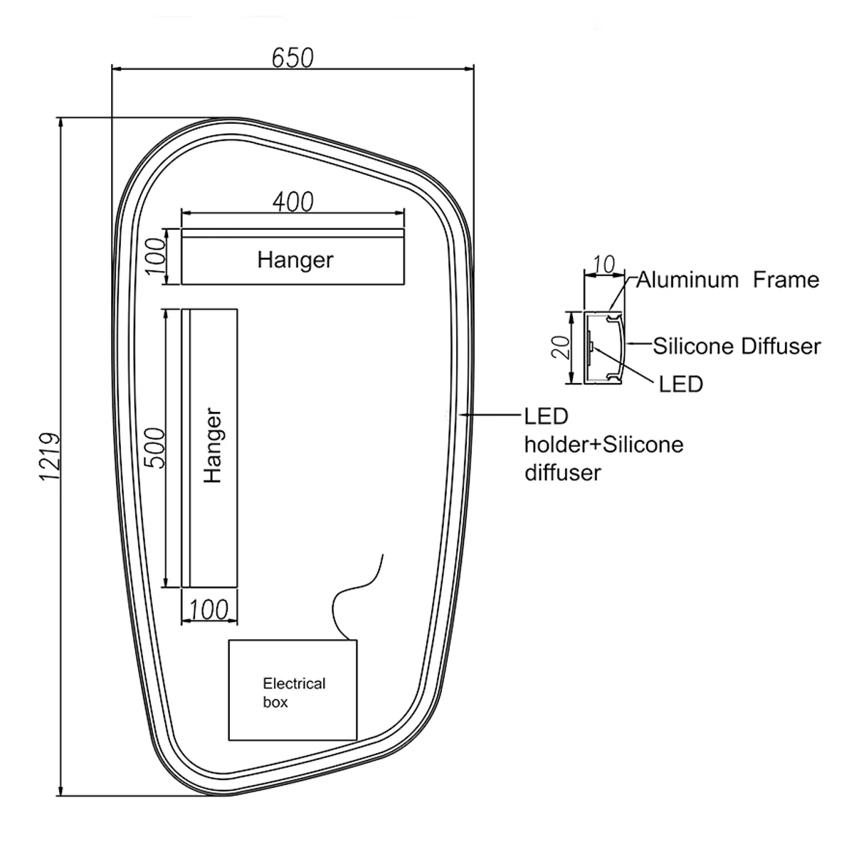 Badnor Melissa 90+40cm mbl.pk (98331) Loretta speil m/lys