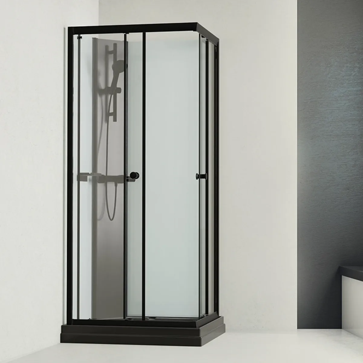 Badnor Scandia Black lux 8-0 dusjkabinett 90x70cm m/dusjsett