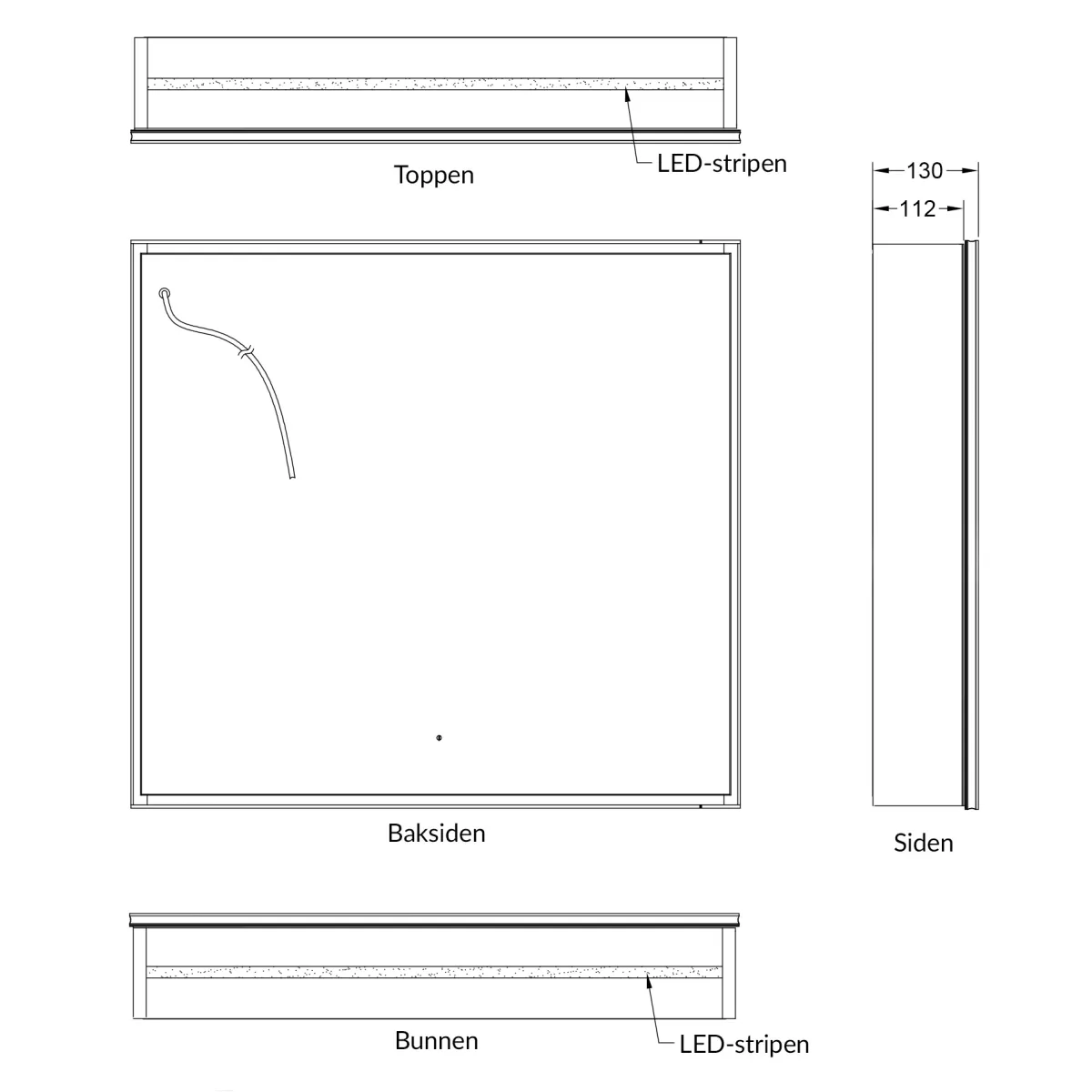 Badnor Marikken 75+35cm mbl.pk. (2122) Lilly speilskap