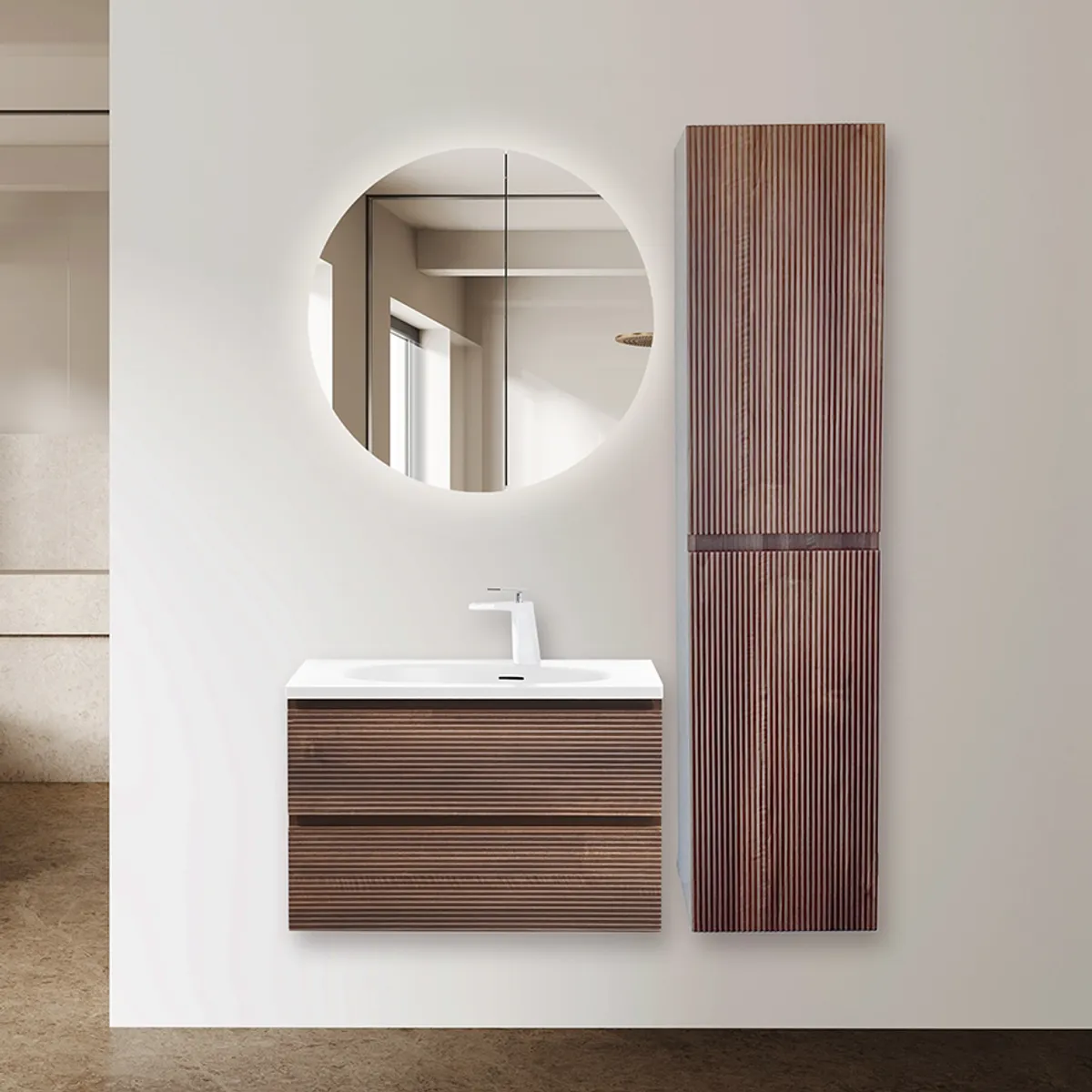 Badnor Maiken 80+40cm mbl.pk. (9419) Leon speilskap m/lys