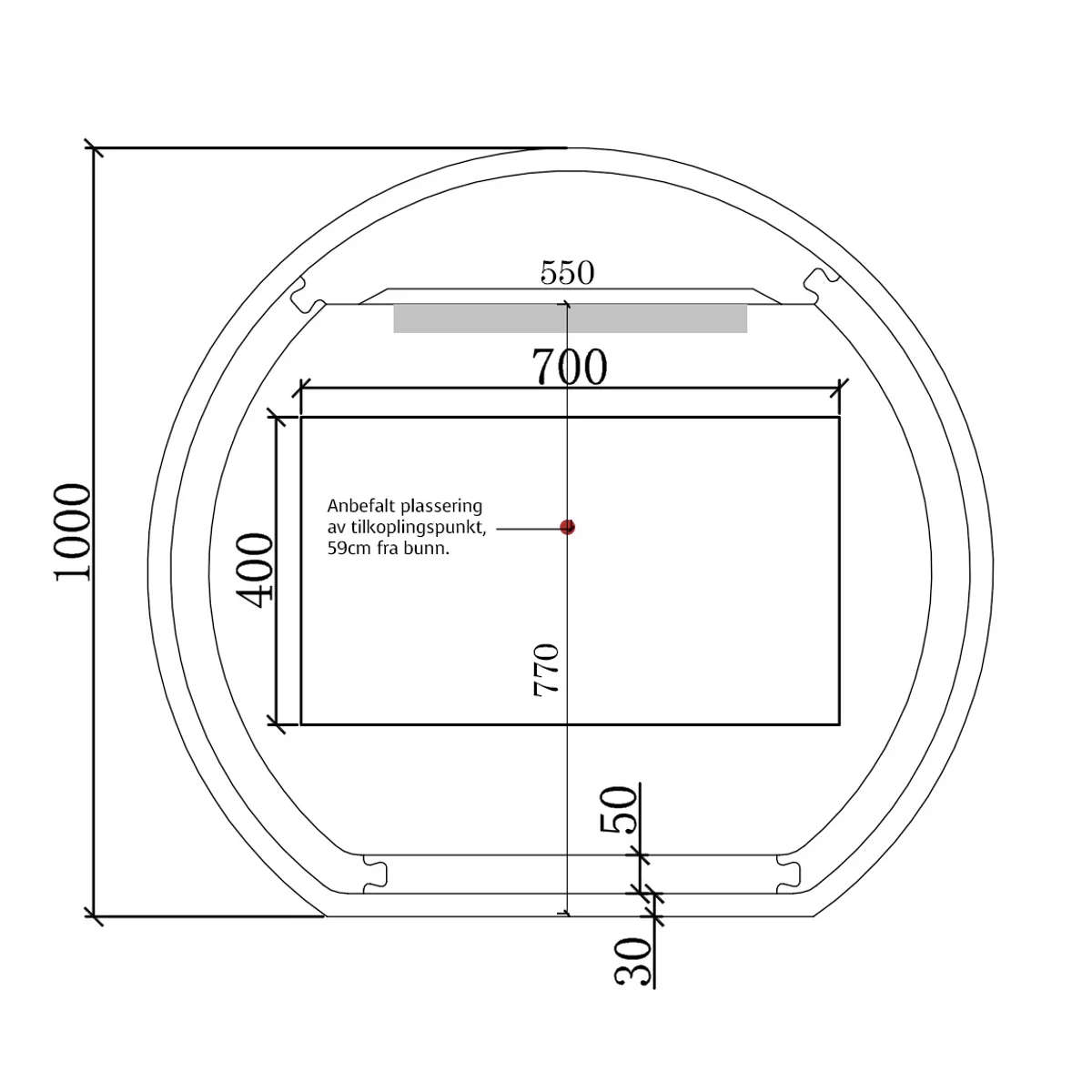 Badnor Maiken 100cm mbl.pk (9506) Sissel speil m/ dimbart lys