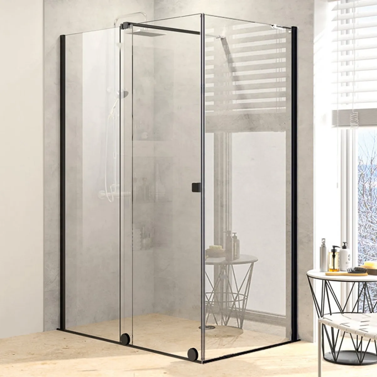 PureDay Walk-in 160-180x80/90/100cm med skyvedr (sort matt)