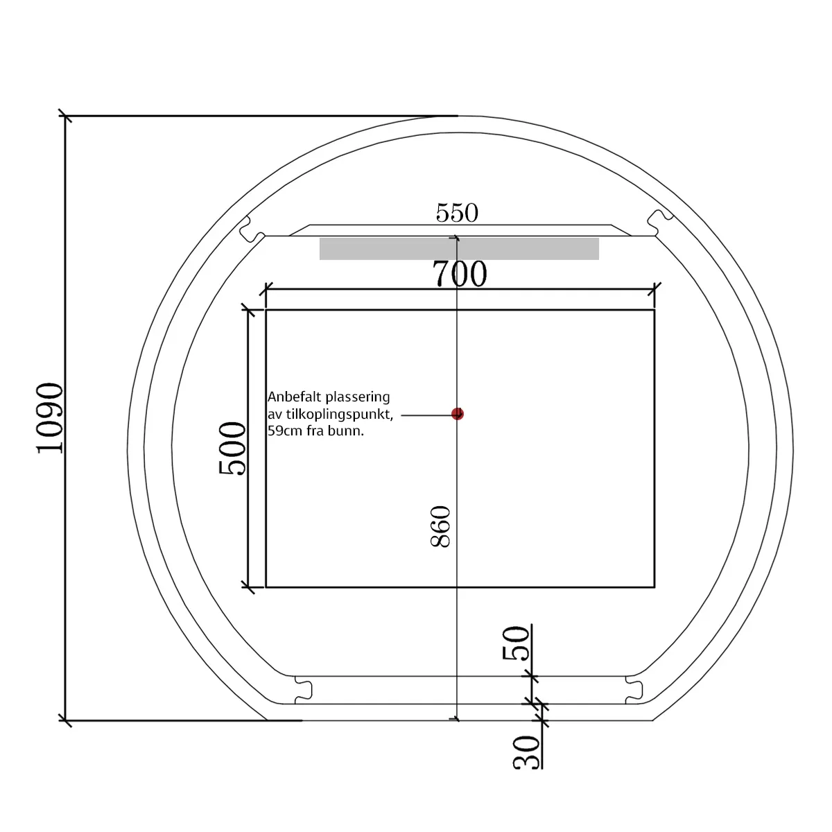 Badnor Marikken 120cm mbl.pk. (2311) Sissel rundt speil