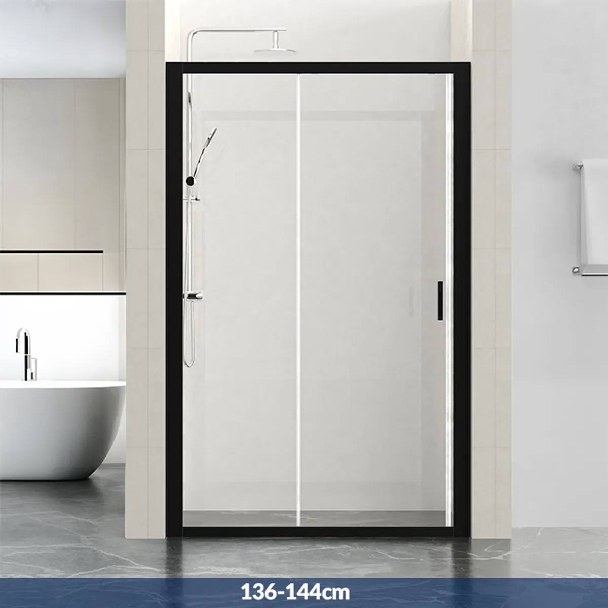 Badnor Salford dusjløsning for nisje m/skyvedør 136-144cm - matt sort