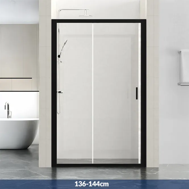 Hovedbilde Badnor Salford dusjløsning for nisje m/skyvedør 136-144cm - matt sort