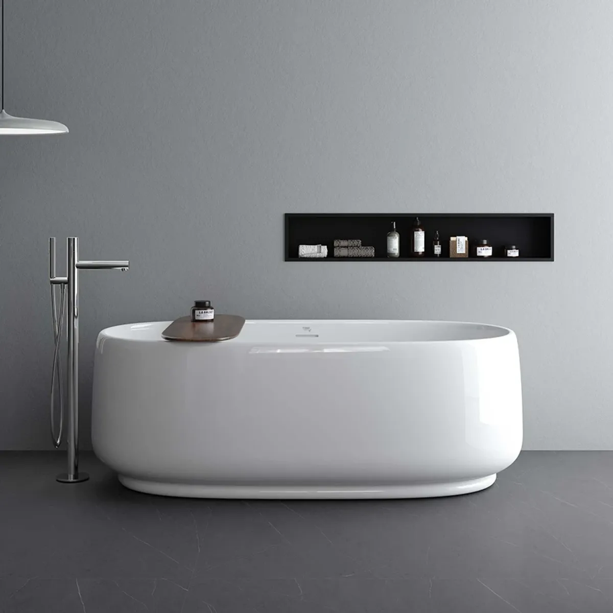 Badnor Coral designbadekar 175cm, HVIT (inkl. avløpssett)