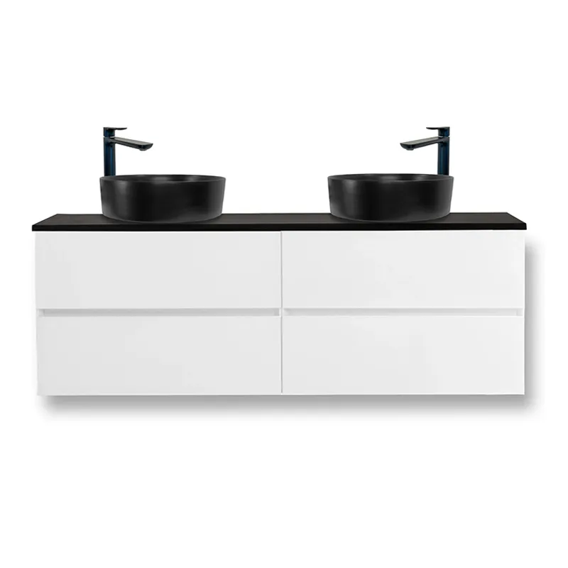 Badnor Melanie HVIT 150cm servantskap m/SORT benkeplate