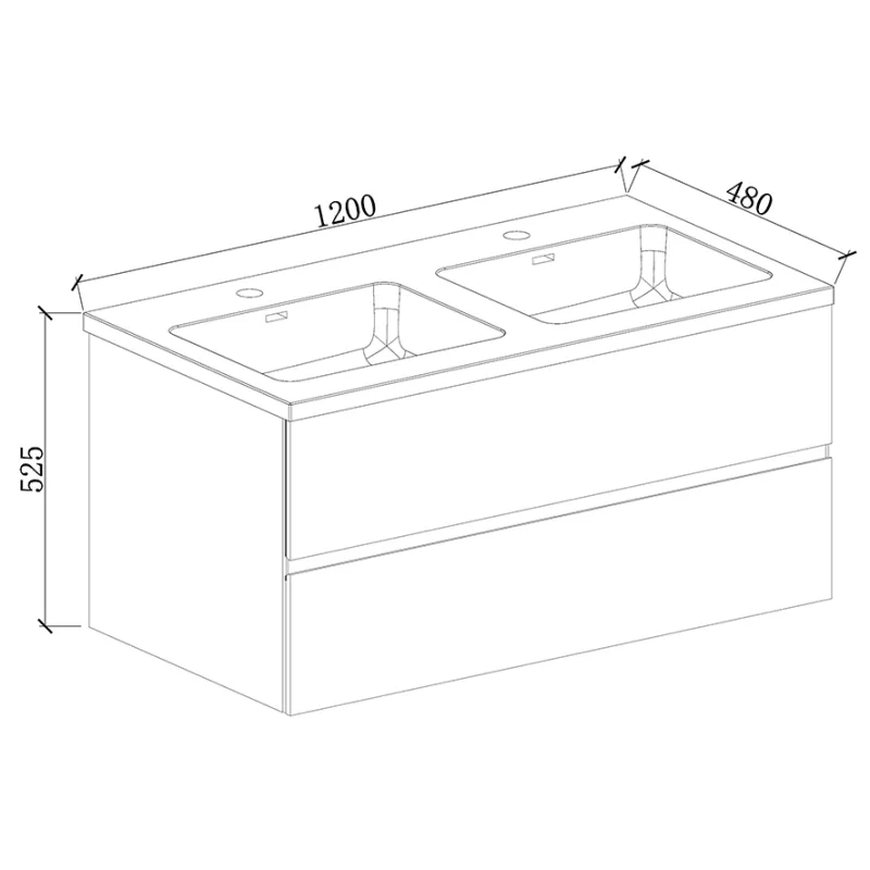 Badnor Melanie SORT 120cm - dobbel sort servant (0303) Linnie speilskap