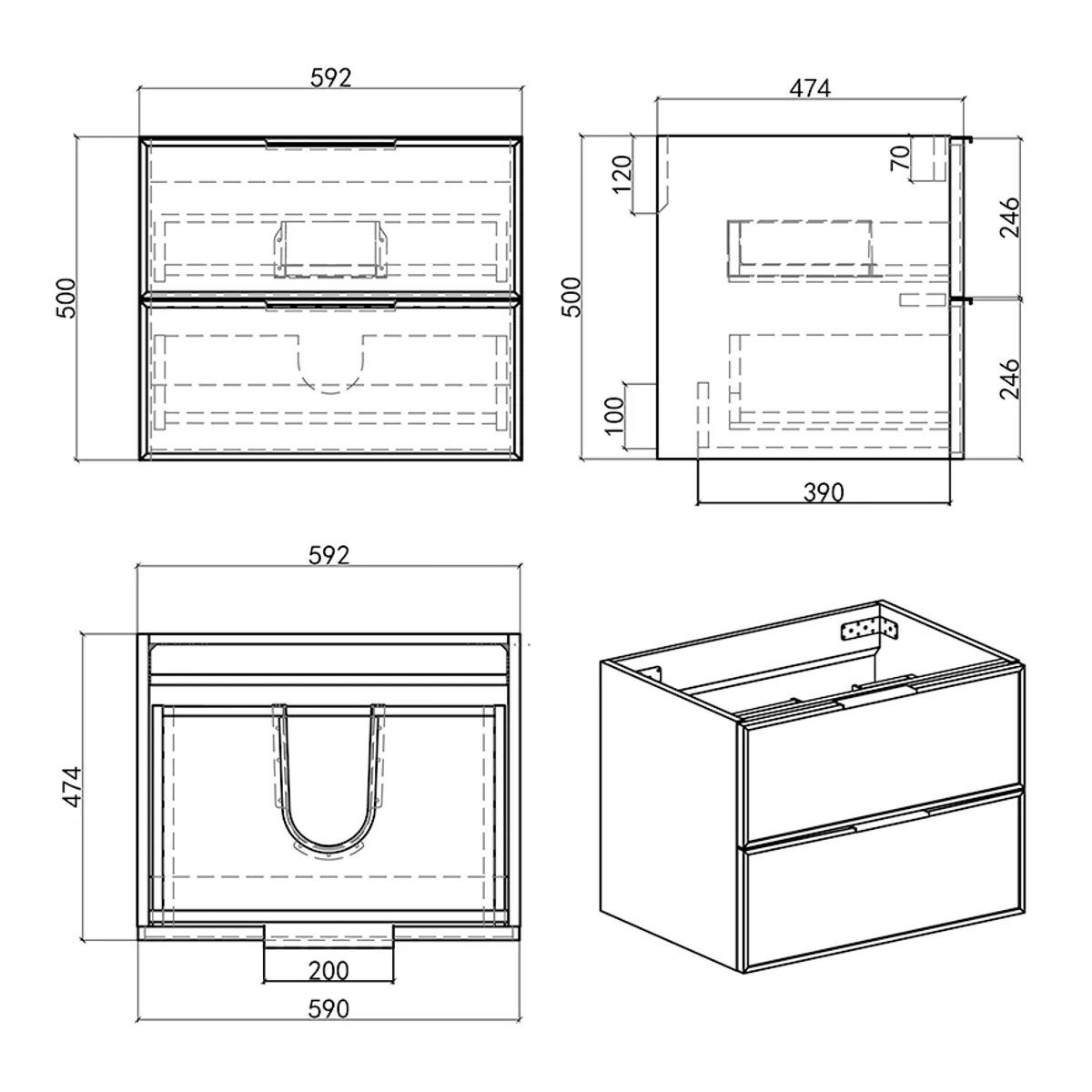 Badnor Melissa 60cm mbl.pk (97110) Lotte speil m/lys