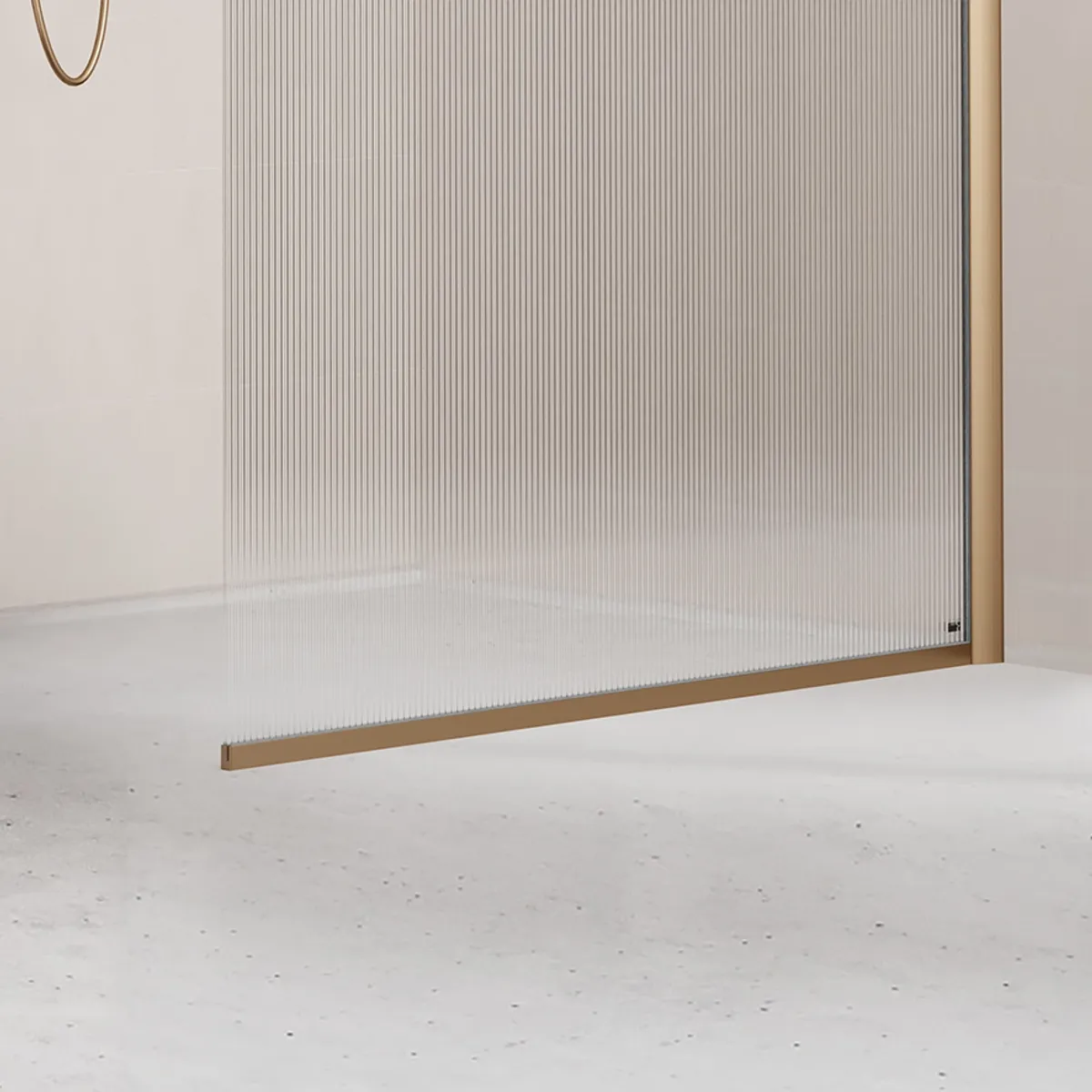 Badnor Shildon dusjvegg/walk-in hjørne - BØRSTET KOBBER - FLUTED glassfelt - 110cm