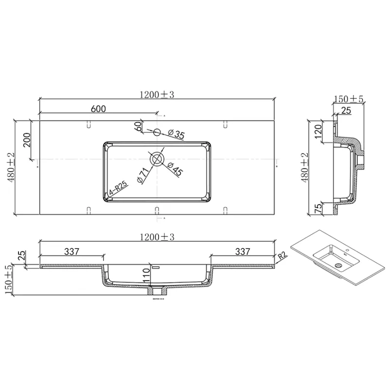 Badnor Marikken 120cm mbl.pk. (2331) Linnie speilskap