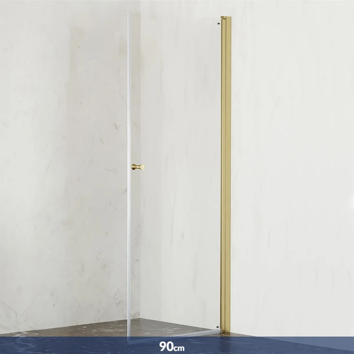 Badnor Grays dusjdør (rett) - 90cm - BØRSTET GULL