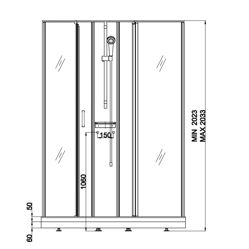 Badnor Nordica White lux 7-3 dusjkabinett 90x90cm m/dusjsett